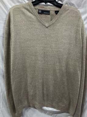 Weatherproof Mens V-Neck Beige Long Sleeve Pullover Sweater Size XL